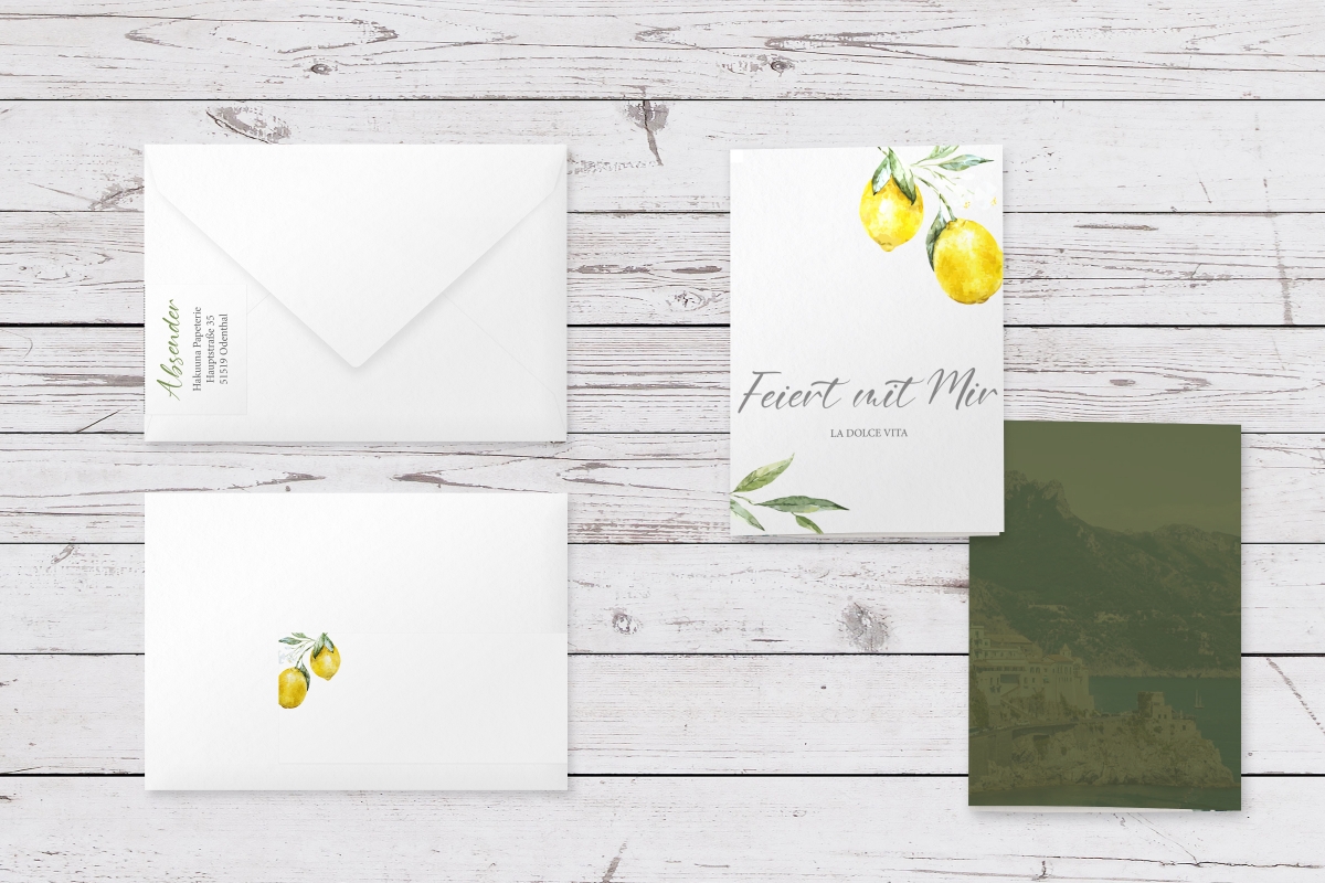 «Zitrone» Einladungsklappkarte A6